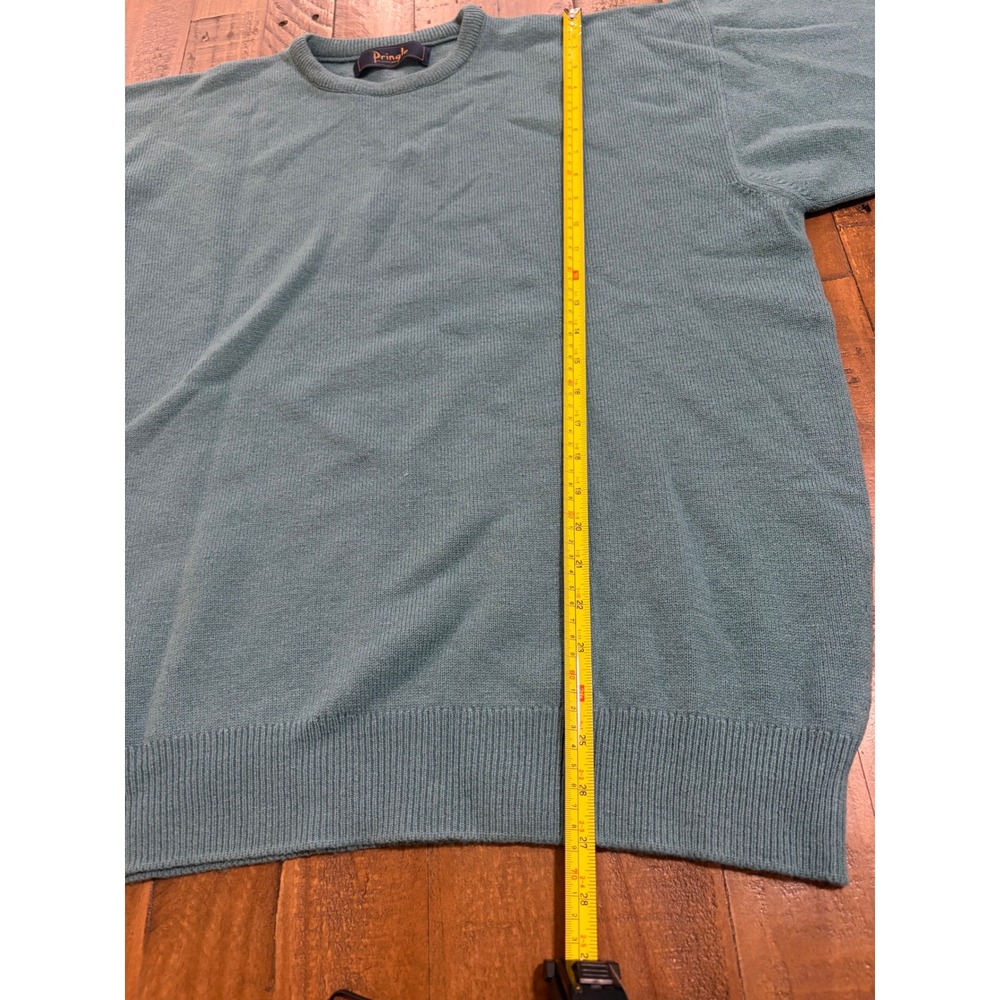 Pringle of Scotland Mens Large Teal Pure New Wool Crewneck Sweater Made Scotland - Picture 6 of 10